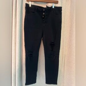 American Eagle Outfitters Black High Rise Distressed Jeans
